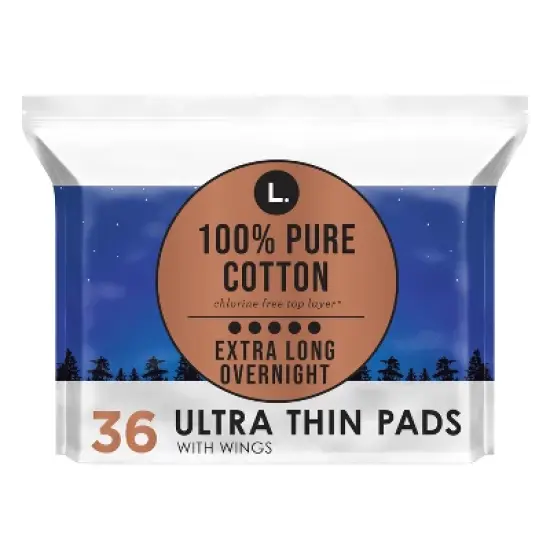 L . Organic Cotton Topsheet Ultra Thin Overnight Absorbency Pads image {9}