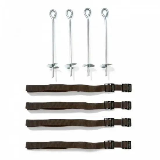 Plum 29124 Outdoor 12 Foot Trampoline Accessory Kit with Weather Protected Circular Cover, Ladder, and 8 Piece Anchor and Stake Set, Forest Green image {2}