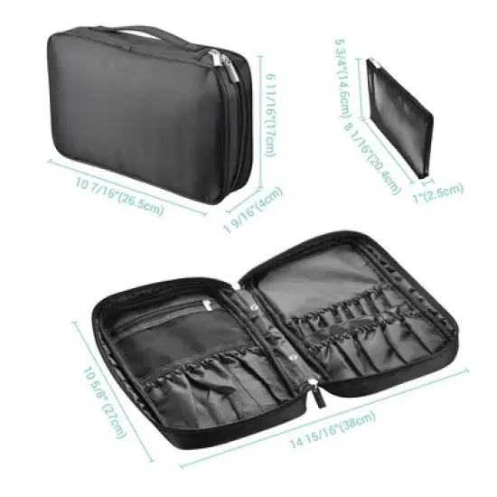 Byootique Portable Multi Brush Holder Makeup Bag Cosmetic Organizer Polyester Storage Travel Case with Belt Strap (Only Bag) image {6}