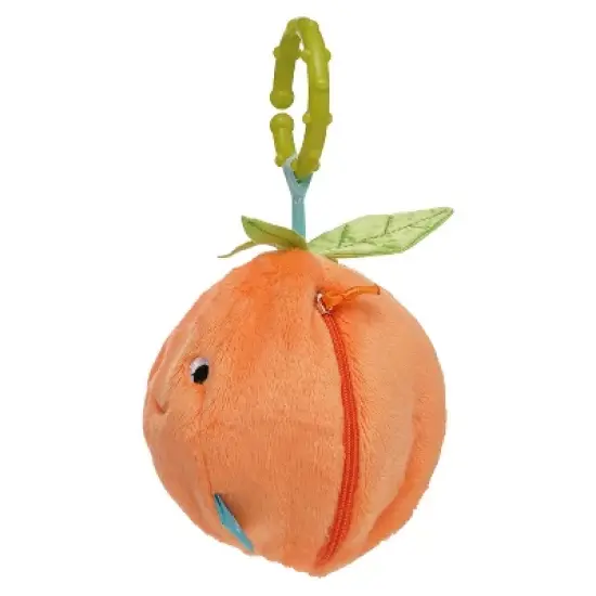 Manhattan Toy Mini-Apple Farm Orange Baby Travel Toy with Rattle, Squeaker, Crinkle Fabric & Teether Clip-on Attachment image {6}