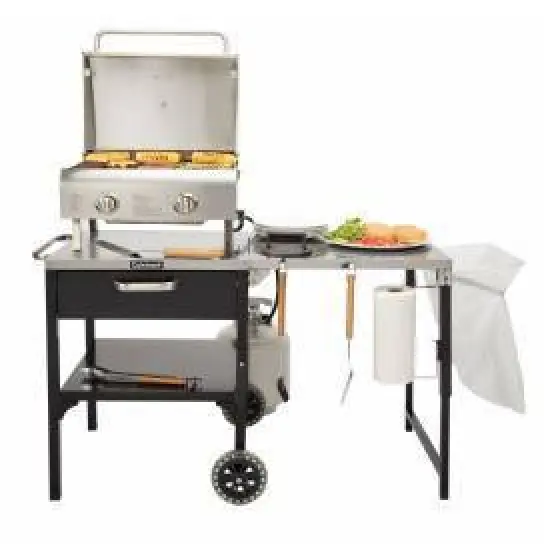 Cuisinart Prep 'n Cook Outdoor Table & Grill Stand: Stainless Steel Serving Cart with Wheels, Foldable Design image {6}