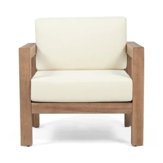 Christopher Knight Home Genser Outdoor Acacia Wood Club Chair with Water-Resistant Cushions image {5}
