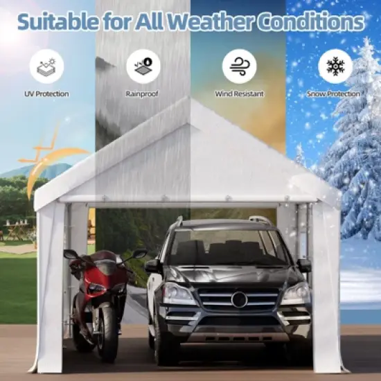 EROMMY 10 Ft X 20 Ft Car Canopy Portable Garage image {6}