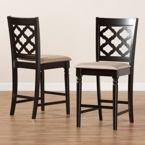2pc Ramiro Wood Counter Height Barstools - Baxton Studio image {6}