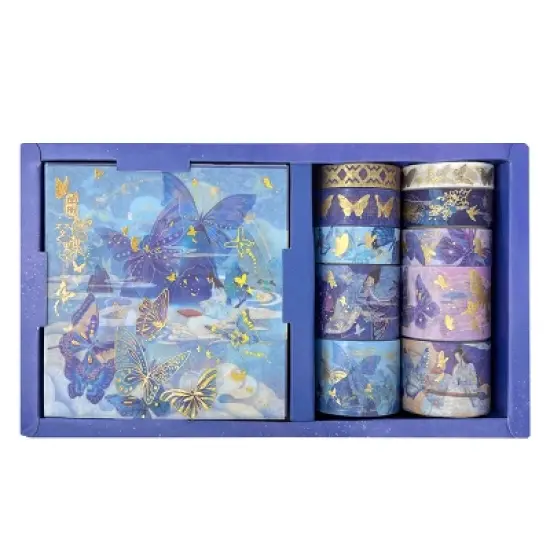 Wrapables Decorative Gold Foil Washi Tape and Sticker Set for Stationery, Diary, Card Making (10 Rolls & 10 Sheets) image {19}