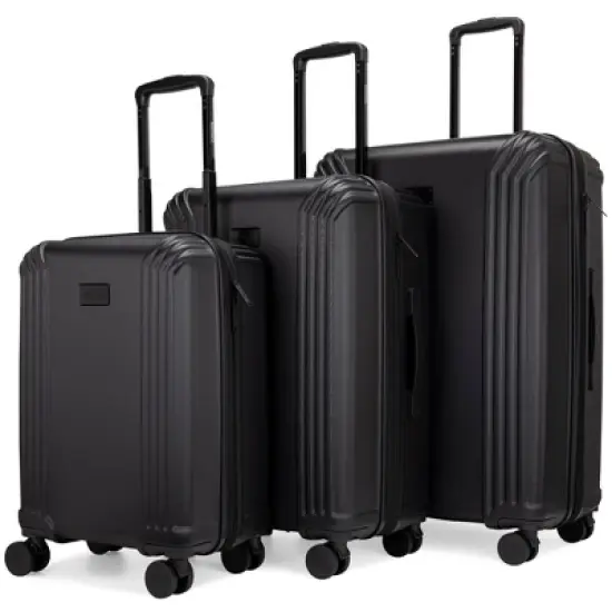 Badgley Mischka Evalyn 3pc Hardside Checked Expandable Spinner Luggage Set  image {11}