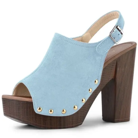 Allegra K Women's Open Toe Slingback Platform Chunky Heel Sandals image {19}