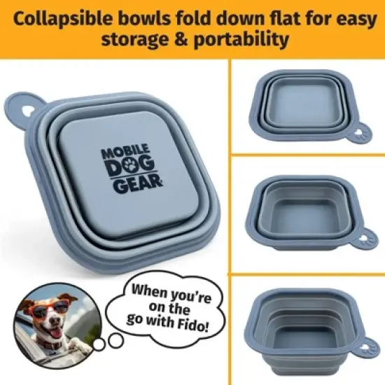 Mobile Dog Gear Small Collapsible Dog Water Bowls for Travel (Set of 2, 2 Cups Each) Portable Foldable Bowl for Feeding Pets- Great for Traveling image {3}