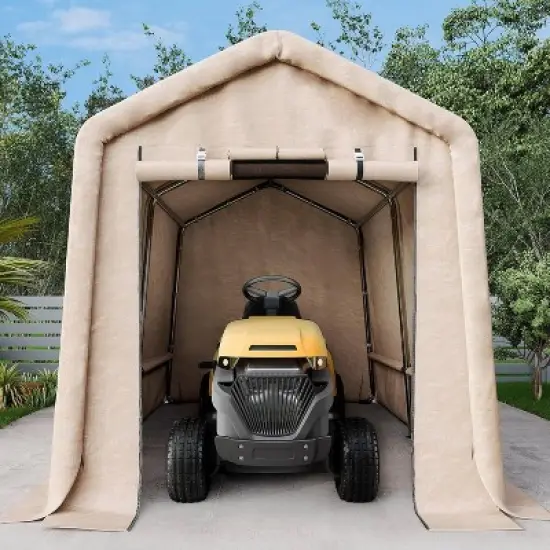 GustoWave 7x12FT Outdoor Portable Storage Shed with Roll-Up Door for Motorcycle, Garden and Tools image {6}