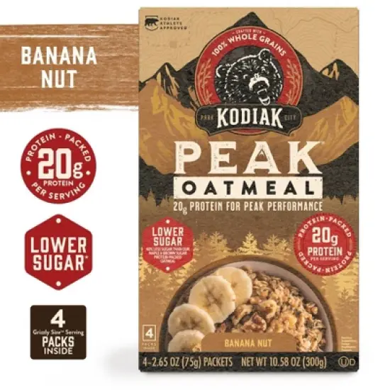 Kodiak Cakes Peak Protein Packed Banana Nut Oatmeal - 12.58oz/4ct image {3}