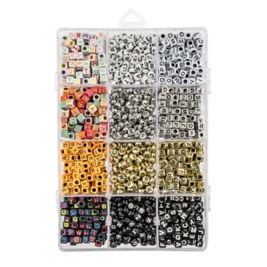 John Bead 2160pcs Square Alphabet Beads in 12 Grid Box for DIY Crafts Bracelets Necklaces Jewelry Making Bead Box image {4}