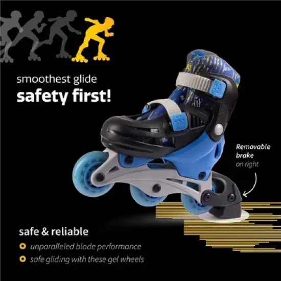New Bounce Beginner Roller Skates &ndash; Convertible Tri-Wheel or Inline Skates - Size US 8-11 image {5}