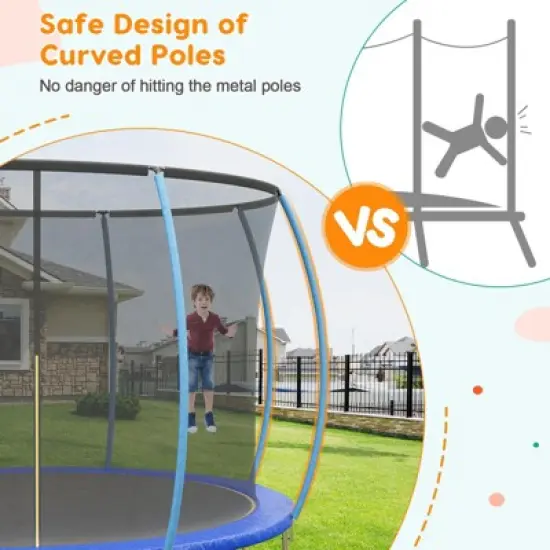 GustoWave Trampoline 10FT with Enclosure & Ladder, ASTM Approved Heavy-Duty Outdoor Recreational Trampoline for Kids Adults, 440LB Capacity image {8}