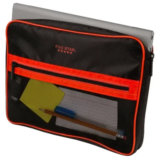 Five Star 3" Sewn Zipper Binder Black and Red image {3}