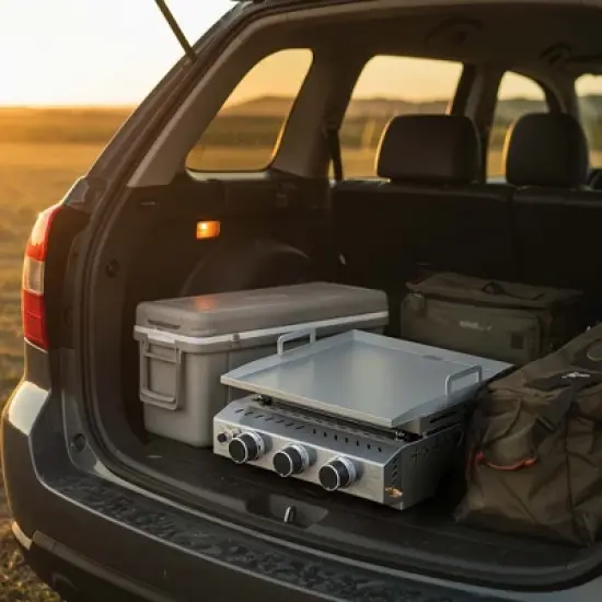 RW FLAME 3-Burner Portable Propane Griddle, 25" 304 Stainless Steel Tabletop Gas Grill, 24,000 BTU for Camping, RVs, Outdoor BBQ image {5}