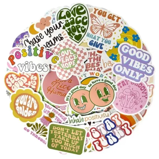 Wrapables Waterproof Vinyl Stickers for Water Bottles, Laptop, Phones, Skateboards, Decals for Teens, 100pcs, Motivational image {12}