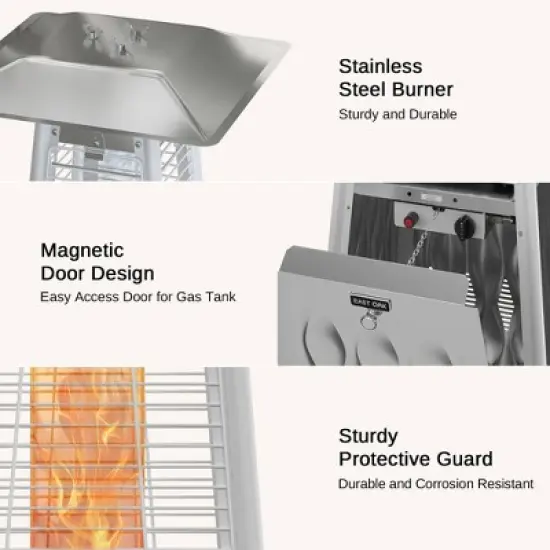 East Oak 18.23"x21.84" 48000 BTU Torch Patio Propane Outdoor Portable Heater Bronze Finish: Iron Frame, 10ft Heat Radius image {10}