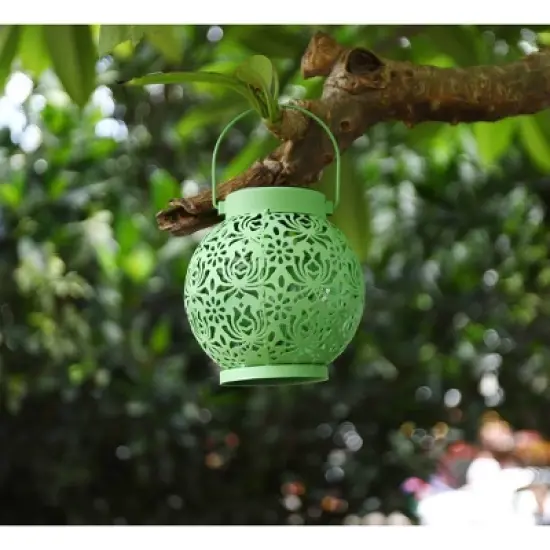 2pk Round Decorative Outdoor Lanterns Green - Techko Maid image {3}
