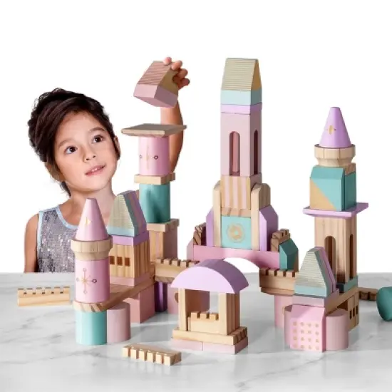 FAO Schwarz Medieval Princesses Wooden Castle Building Blocks Set - 75pc image {1}