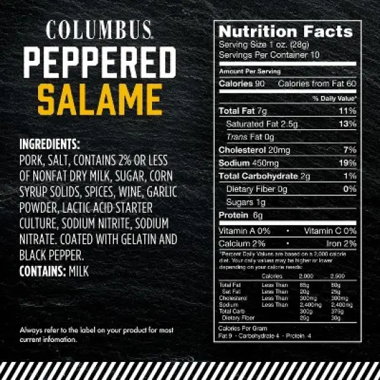 Columbus Peppered Salame Deli Meats - 10oz image {4}