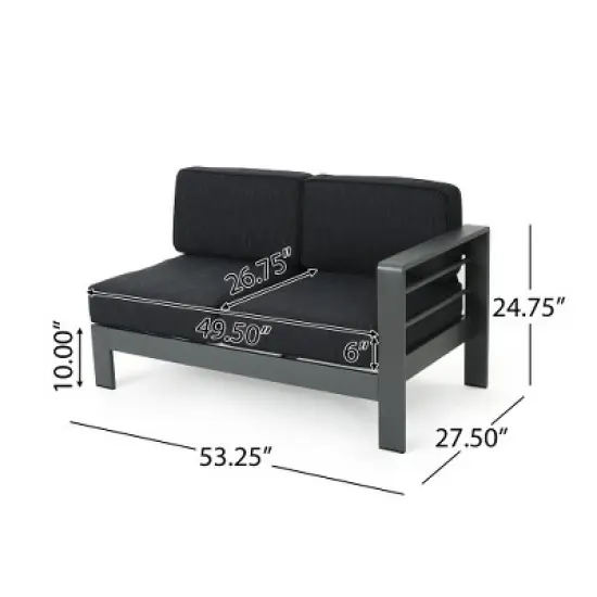 Christopher Knight Home Beatrice Patio Modem V-Shaped Aluminum 5-Seater Sectional Sofa Set with Thick Cushions image {3}