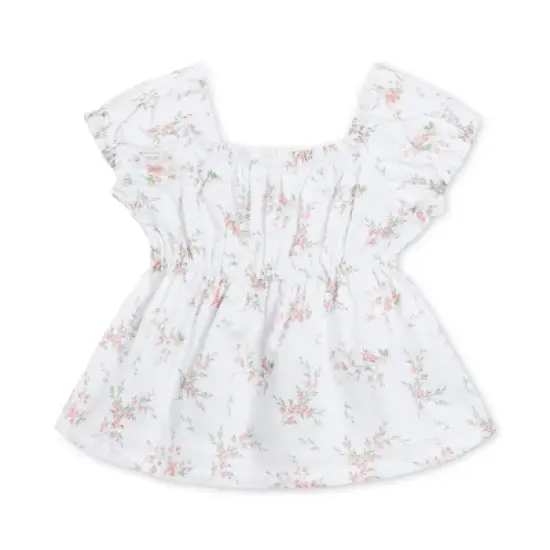 Hope & Henry Girls' Short Puff Sleeve Smocked Top, Infant image {2}