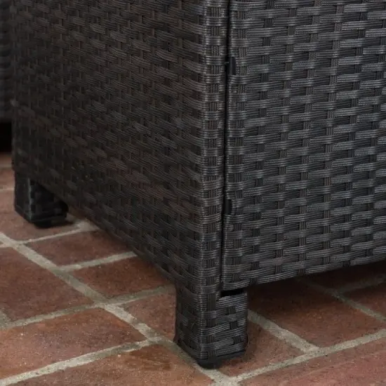 Puerta 4pc Wicker Club Chair & Coffee Table Set - Teak/Dark Brown/Beige - Christopher Knight Home image {3}