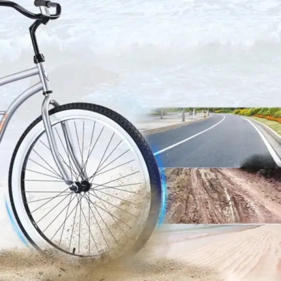 INFURNIC Bicycles, Men's Beach Cruiser Bike with Wide Wheels, Rear Coaster Brakes, Silver, 69.29"*25.98"*39.37" image {2}