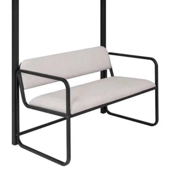 Twin Size Metal Loft Bed with Bench and Storage Staircase, Black-ModernLuxe image {9}