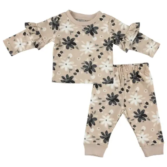 Chick Pea Baby Girl Layette Long Sleeve Newborn Onesie and Pants Jogger Set image {12}