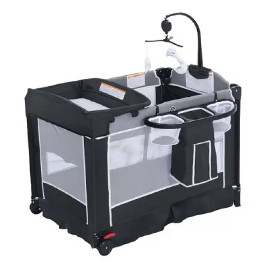 Kinder King 4-in-1 Portable Nursery Center and Bedside Crib with Bassinet, Changing Table, Storage Basket, Side Zipper & Travel Bag image {1}