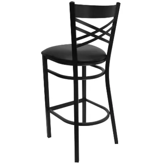 Flash Furniture Black ''X'' Back Metal Restaurant Barstool image {6}