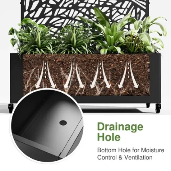 PexFix 47 in. x 47 in. Outdoor Metal Trellis with Planter Box in Web Pattern in Black image {8}