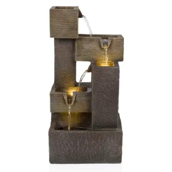 Alpine Corporation 19" Multi-tier Cascading Tabletop Fountain: Electric Polyresin Decor with LED Lights image {2}