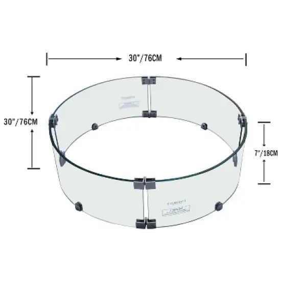 Lunar Round Tempered Glass Wind Screen for Outdoor Fire Pit - Elementi image {3}