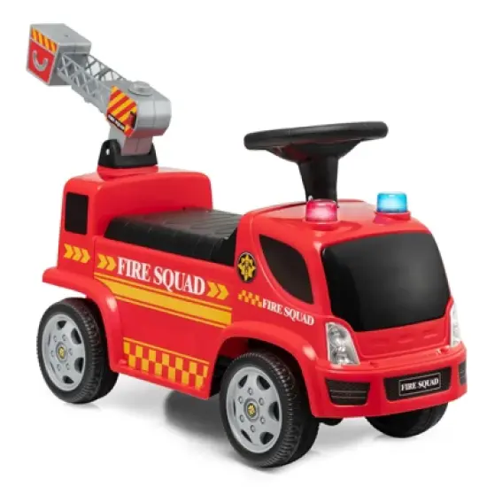 Costway Kids Ride On Fire Truck Foot-to-Floor Sliding Push Car w/ Music & Bubble Maker image {9}