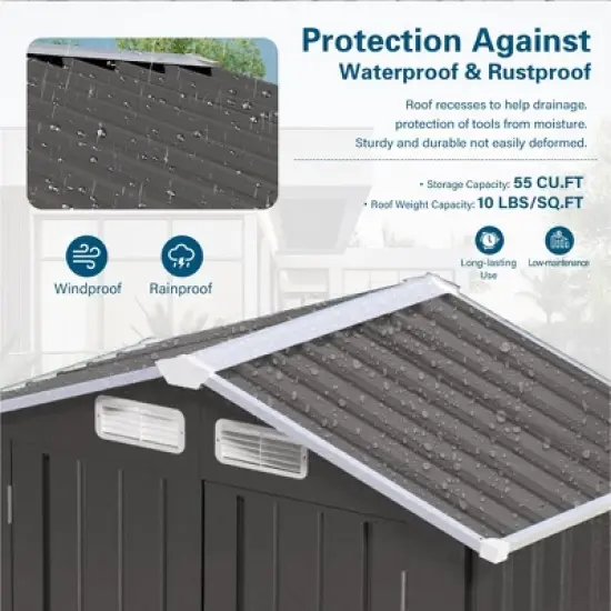 5X3 FT Metal Outdoor Storage Shed,Waterproof Backyard House Buildings with Pitched Roof and Lockable Door image {1}