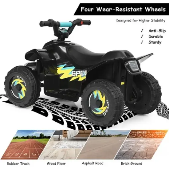 Costway 6V Kids Electric Quad ATV 4 Wheels Ride On Toy Toddlers Forward&Reverse White\Black\Blue\Red image {4}