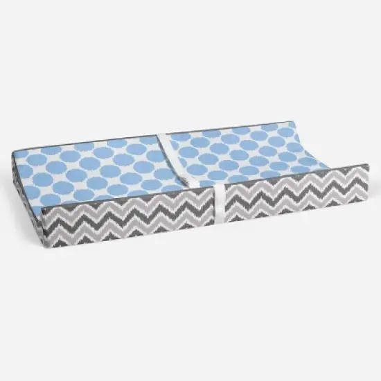 Bacati - Gray Zigzag Blue Dots Muslin Changing Pad Cover.... image {3}