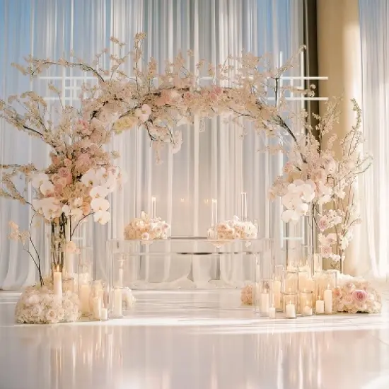 Artloge 7.87ft Modern Metal Pergola Arch White Wedding Arch Stand Garden Arbor with Heavy Duty Base for Ceremony Proposal Party image {8}