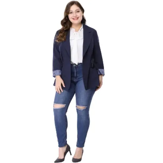 Agnes Orinda Women's Plus Size Work Fashion Notched Lapel Formal Blazer image {3}