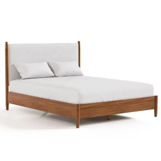 HOMES: Inside + Out 3pc Full Riverstone Mid-Century Modern Boucle Bedroom Set with 2 Nightstands Walnut image {12}