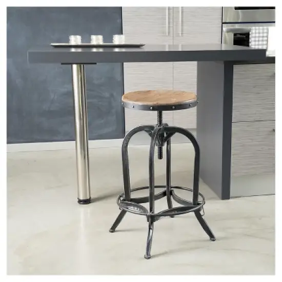 Farmdale Industrial Adjustable Swivel Barstool Natural Antique Black &ndash; Christopher Knight Home image {3}