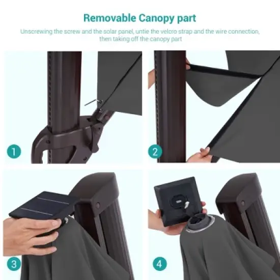 Sonkuki Outdoor 11Ft Aluminum LED Cantilever Patio Umbrella with Base for Patio Deck Garden image {10}