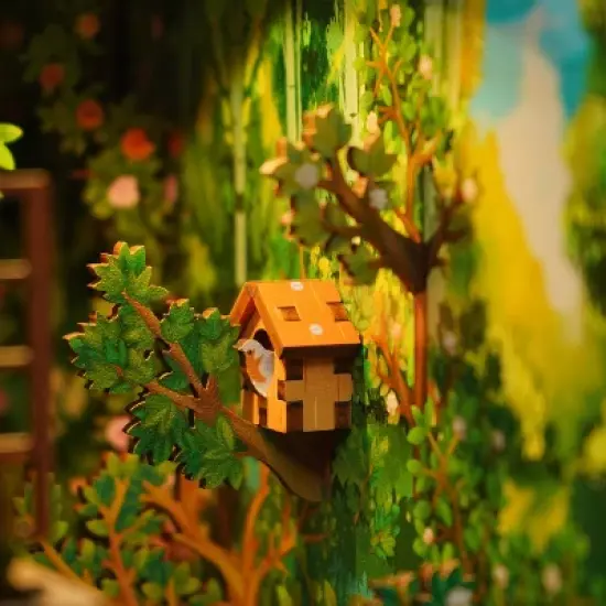 Hands Craft DIY Bookend Puzzle Secret Garden: Miniature House Kit with Instructions & Light, Ages 14+ image {5}