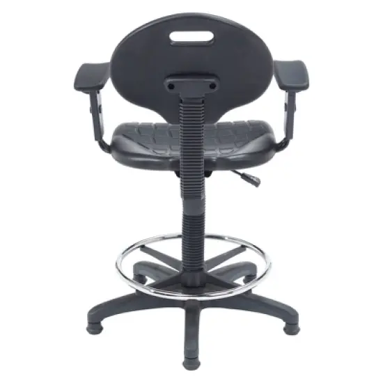 22"-32" Adjustable Height Polyurethane Task Office Chair with Arms Black- Hampden Furnishings image {5}