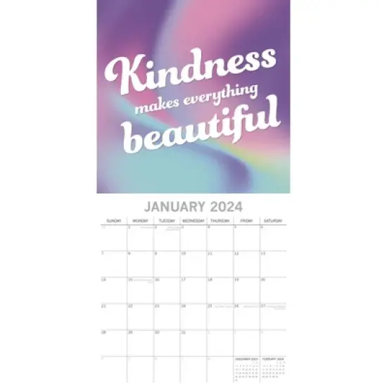 The Gifted Stationery 2024 Square Wall Calendar, Be Kind, 16-Month Lifestyles Theme with 180 Reminder Stickers (12x12 In) image {1}