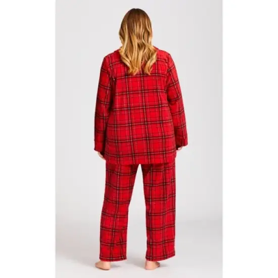Women's Plus Size Fleece Check Pant - red | AVENUE image {2}