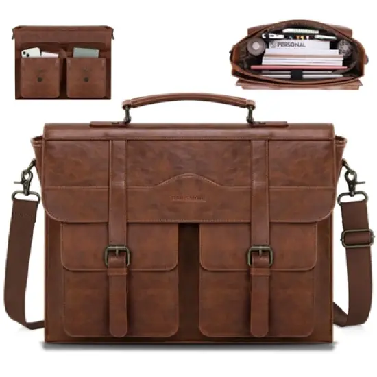 Mens Messenger Bag  Vintage Leather Laptop Briefcase Satchel Computer Shoulder Bag image {8}