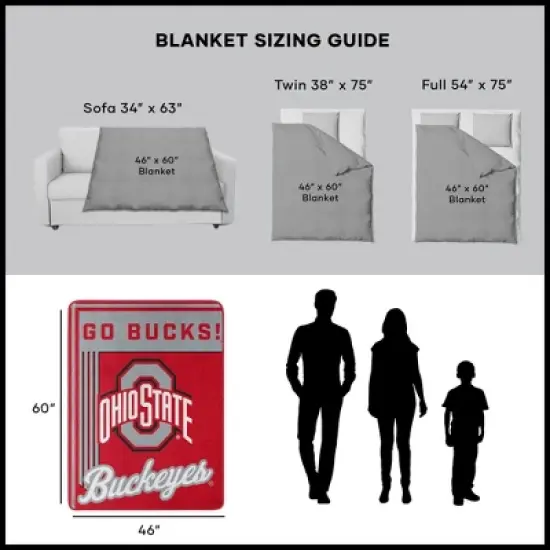 Sweet Home Collection NCAA Ohio State Buckeyes Microfiber Plush Throw Blanket image {3}